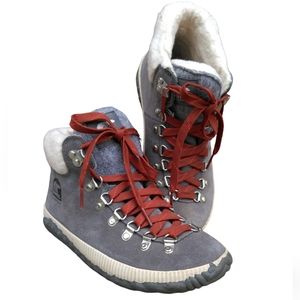 Women's Gray and Red Hiking Boots